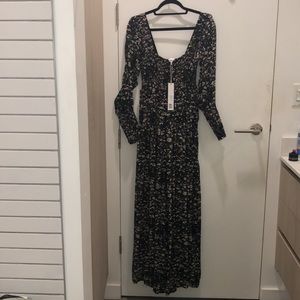 Ganni Long Sleeve Floral Maxi Dress